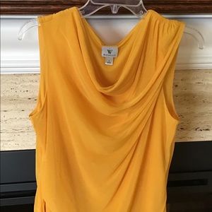 New Worthington yellow/gold draped neckline blouse